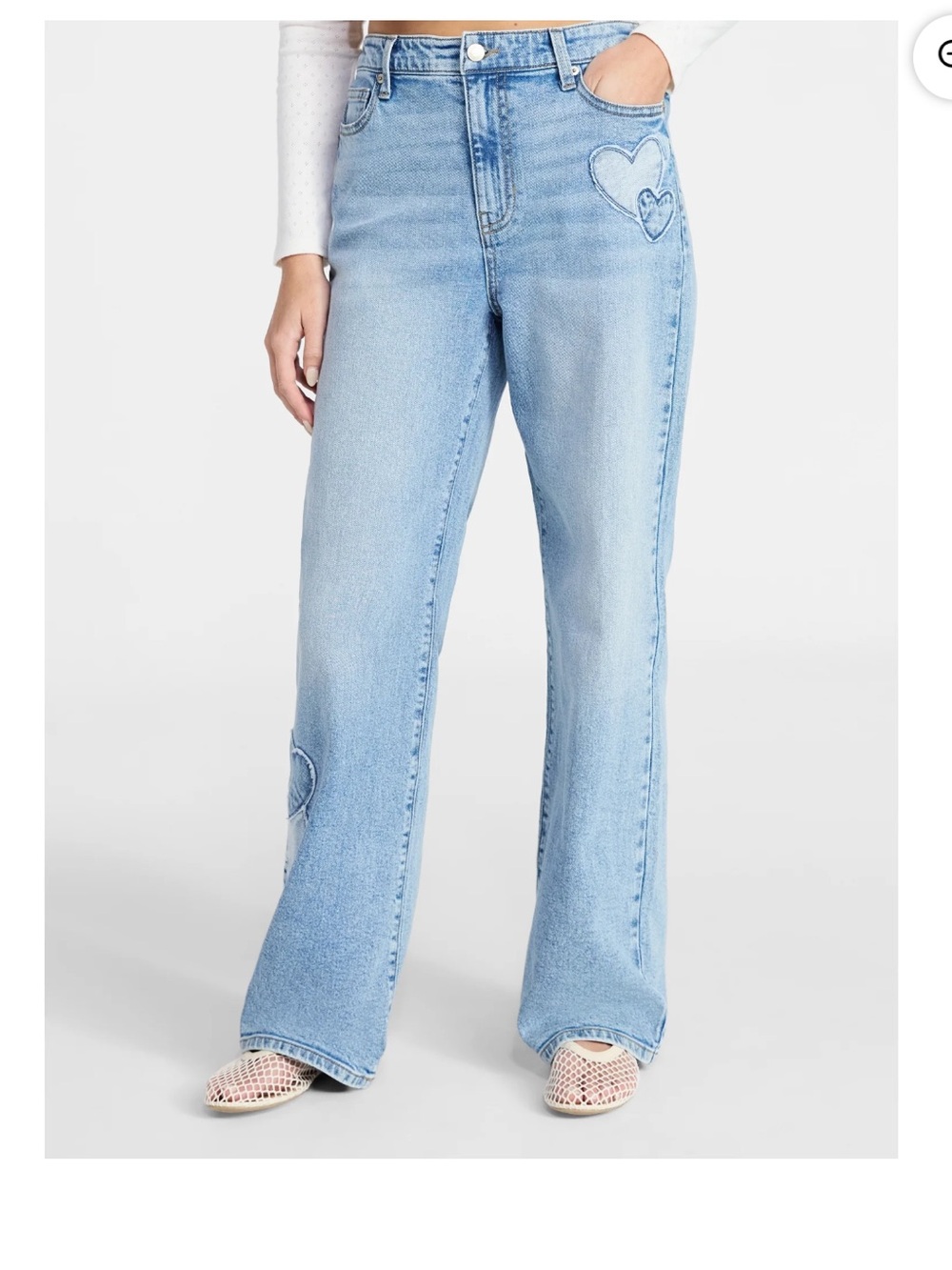 No boundaries heart wide-leg jeans